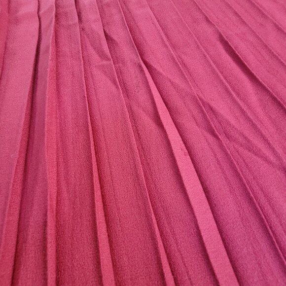 Shelly Walsh Vintage Red Wool Pleated Maxi Skirt Size 4 with Side Button Detail - Picture 7 of 9